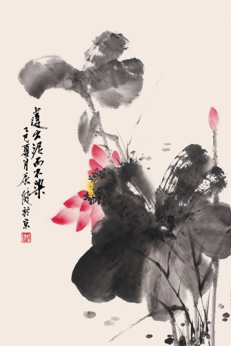 《蓮出泥而不染》國畫    69 × 47cm    2025年    屈健作品